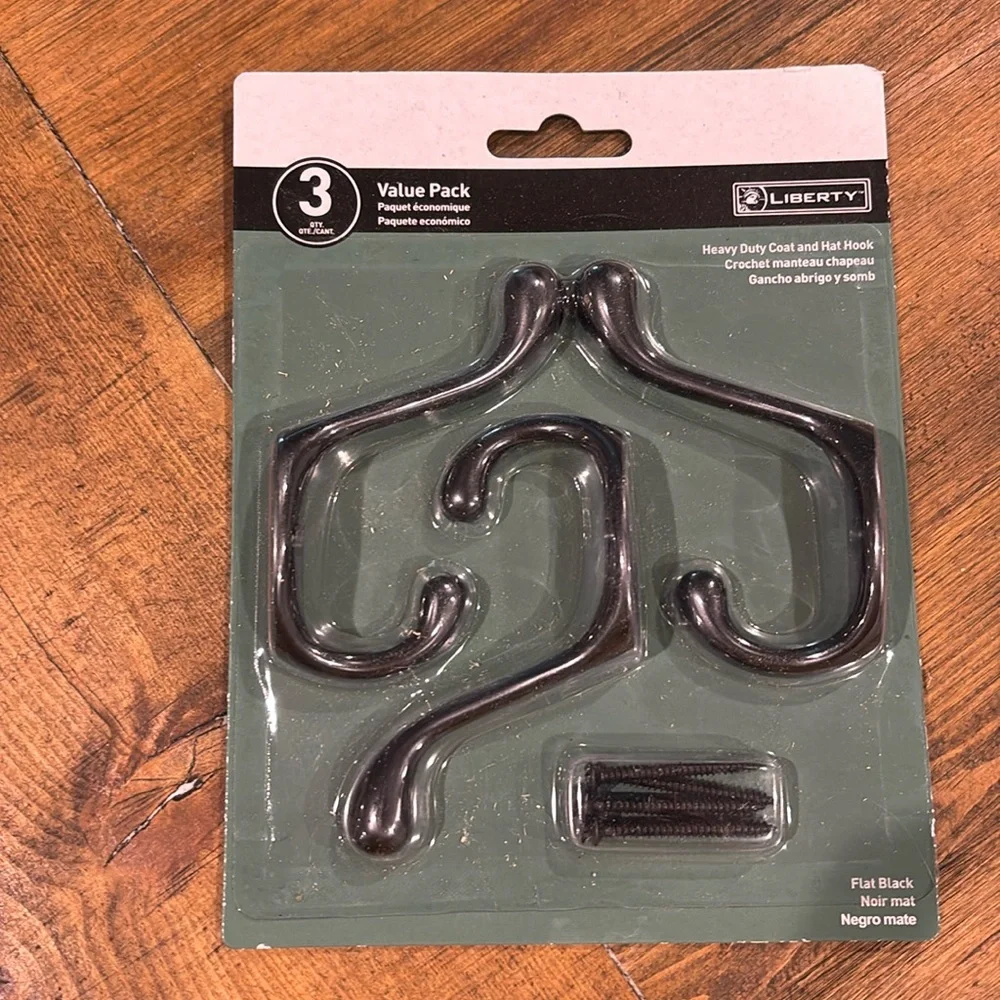 ♦️3 for $15♦️Liberty Heavy Duty Coat and Hat Hook set in flat black